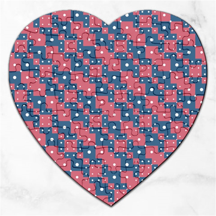 Squares And Circles Motif Geometric Pattern Jigsaw Puzzle (Heart)