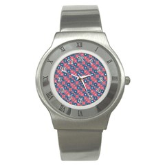 Squares And Circles Motif Geometric Pattern Stainless Steel Watch by dflcprints