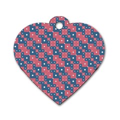 Squares And Circles Motif Geometric Pattern Dog Tag Heart (one Side)