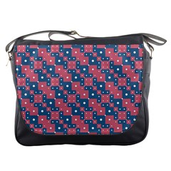 Squares And Circles Motif Geometric Pattern Messenger Bags by dflcprints