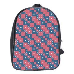 Squares And Circles Motif Geometric Pattern School Bag (xl) by dflcprints