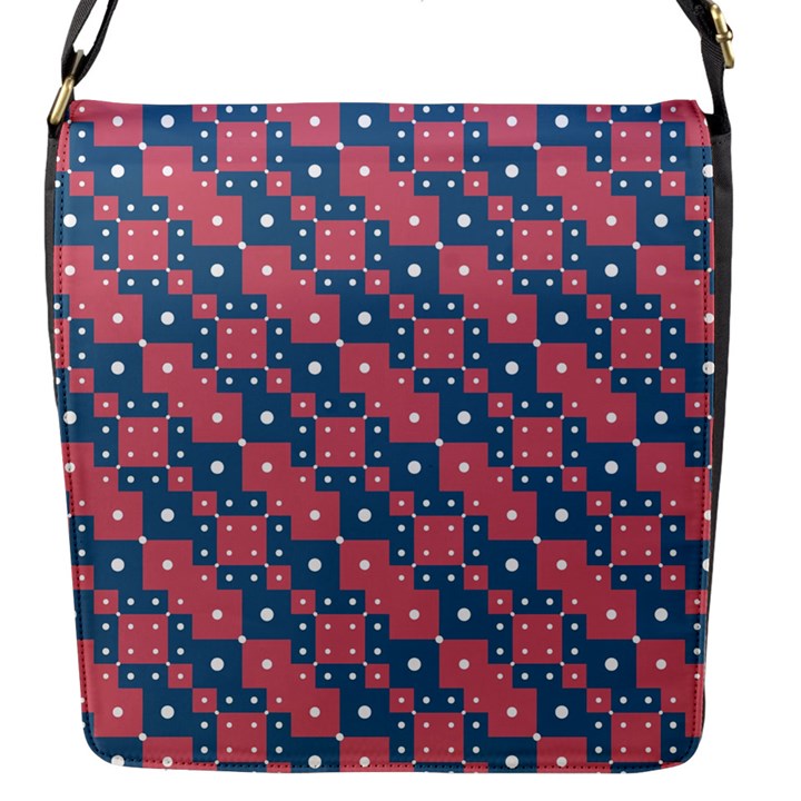 Squares And Circles Motif Geometric Pattern Flap Messenger Bag (S)