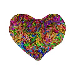 Colorful-2 Standard 16  Premium Flano Heart Shape Cushions by ArtworkByPatrick