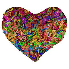 Colorful-2 Large 19  Premium Flano Heart Shape Cushions by ArtworkByPatrick