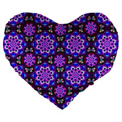 Colorful-3 Large 19  Premium Flano Heart Shape Cushions by ArtworkByPatrick