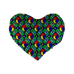 Colorful-4 Standard 16  Premium Flano Heart Shape Cushions by ArtworkByPatrick