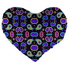 Colorful-5 Large 19  Premium Flano Heart Shape Cushions by ArtworkByPatrick