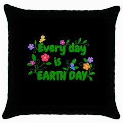 Earth Day Throw Pillow Case (Black)