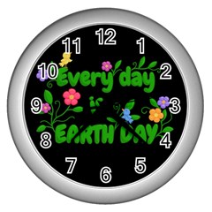 Earth Day Wall Clocks (Silver) 