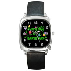 Earth Day Square Metal Watch