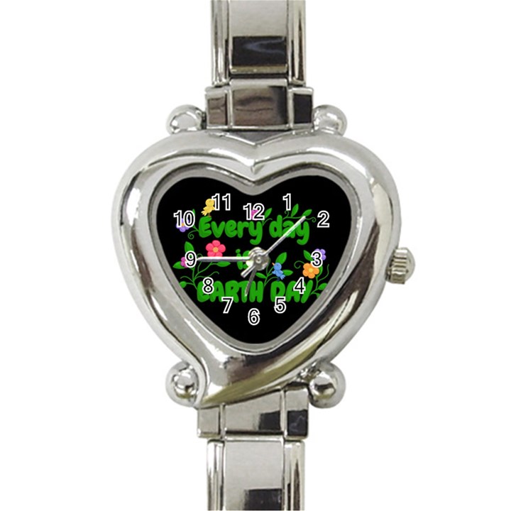 Earth Day Heart Italian Charm Watch