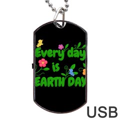 Earth Day Dog Tag USB Flash (One Side)