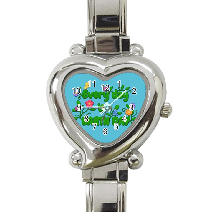 Earth Day Heart Italian Charm Watch