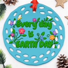 Earth Day Round Filigree Ornament (two Sides) by Valentinaart