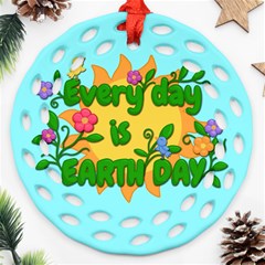 Earth Day Round Filigree Ornament (two Sides) by Valentinaart