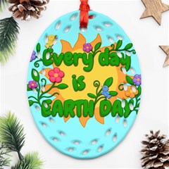 Earth Day Ornament (oval Filigree) by Valentinaart