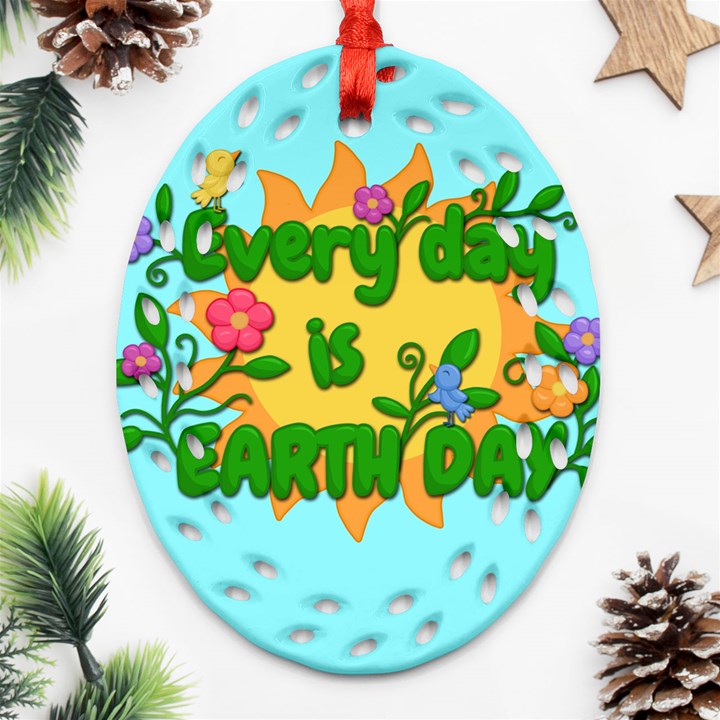 Earth Day Ornament (Oval Filigree)