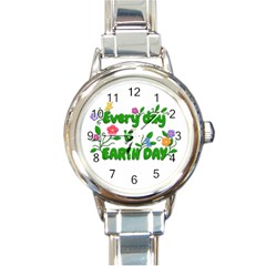 Earth Day Round Italian Charm Watch by Valentinaart