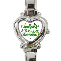 Earth Day Heart Italian Charm Watch by Valentinaart