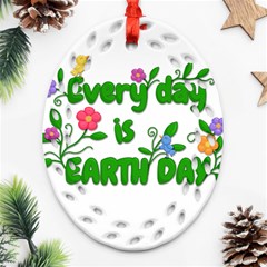 Earth Day Ornament (oval Filigree) by Valentinaart