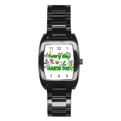 Earth Day Stainless Steel Barrel Watch by Valentinaart