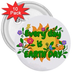 Earth Day 3  Buttons (10 pack) 