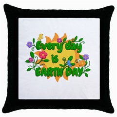 Earth Day Throw Pillow Case (Black)