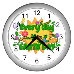 Earth Day Wall Clocks (silver)  by Valentinaart