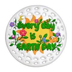 Earth Day Round Filigree Ornament (Two Sides)