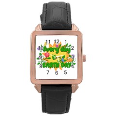 Earth Day Rose Gold Leather Watch 