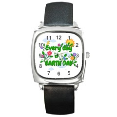 Earth Day Square Metal Watch by Valentinaart