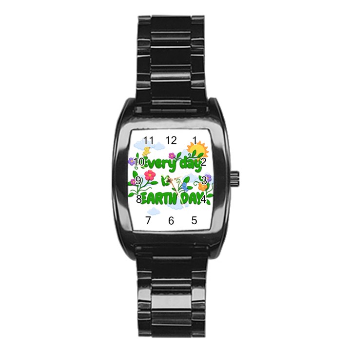 Earth Day Stainless Steel Barrel Watch