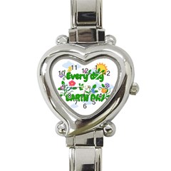 Earth Day Heart Italian Charm Watch by Valentinaart