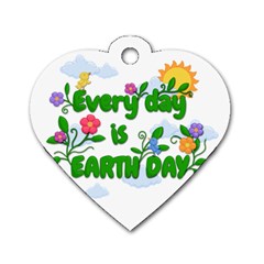 Earth Day Dog Tag Heart (one Side)