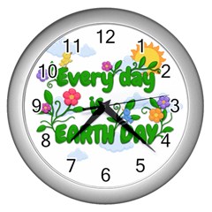 Earth Day Wall Clocks (silver)  by Valentinaart