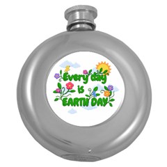 Earth Day Round Hip Flask (5 Oz) by Valentinaart