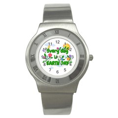 Earth Day Stainless Steel Watch by Valentinaart