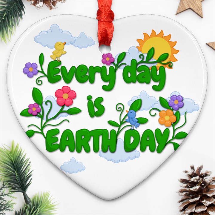 Earth day Heart Ornament (Two Sides)