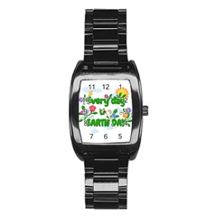 Earth Day Stainless Steel Barrel Watch by Valentinaart