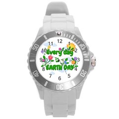 Earth Day Round Plastic Sport Watch (l) by Valentinaart