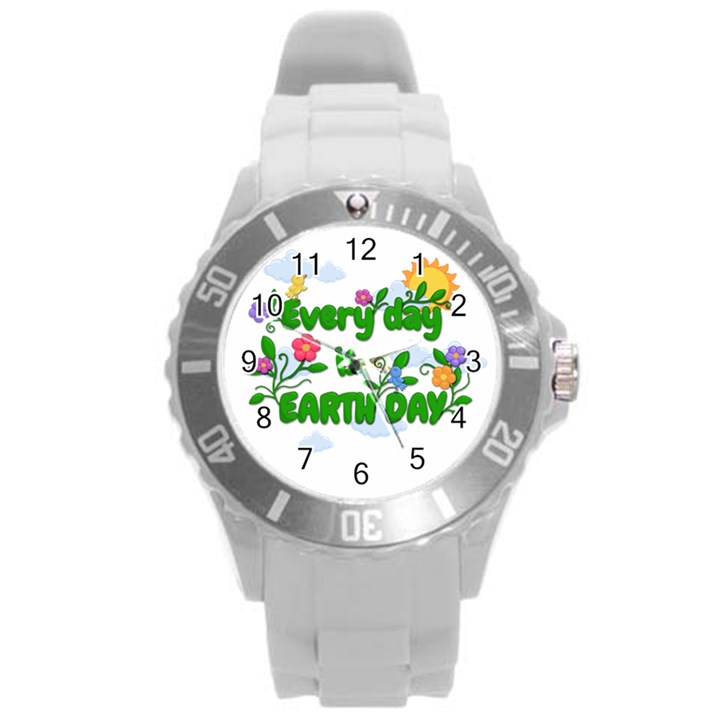 Earth day Round Plastic Sport Watch (L)