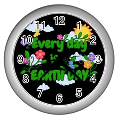 Earth Day Wall Clocks (silver)  by Valentinaart