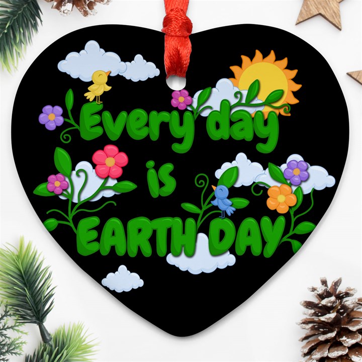 Earth day Heart Ornament (Two Sides)