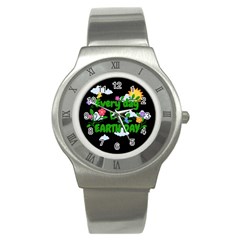 Earth Day Stainless Steel Watch by Valentinaart