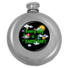 Earth Day Round Hip Flask (5 Oz) by Valentinaart