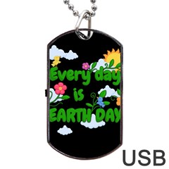 Earth Day Dog Tag Usb Flash (one Side) by Valentinaart