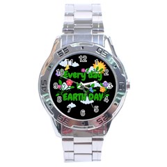 Earth Day Stainless Steel Analogue Watch by Valentinaart