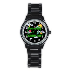 Earth Day Stainless Steel Round Watch