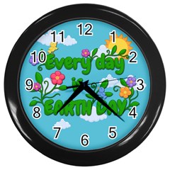 Earth Day Wall Clocks (black) by Valentinaart