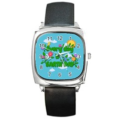 Earth Day Square Metal Watch by Valentinaart